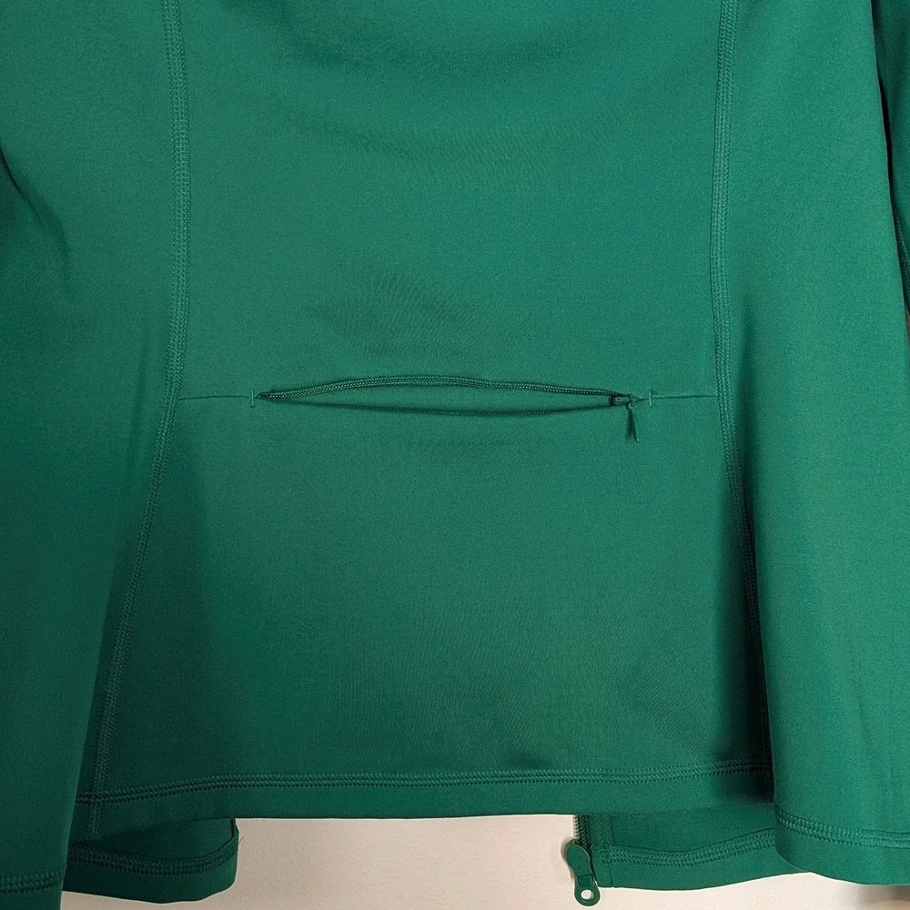 Girlfriend Collective Fitted Athletic Full Zip Jacket Top Green Medium